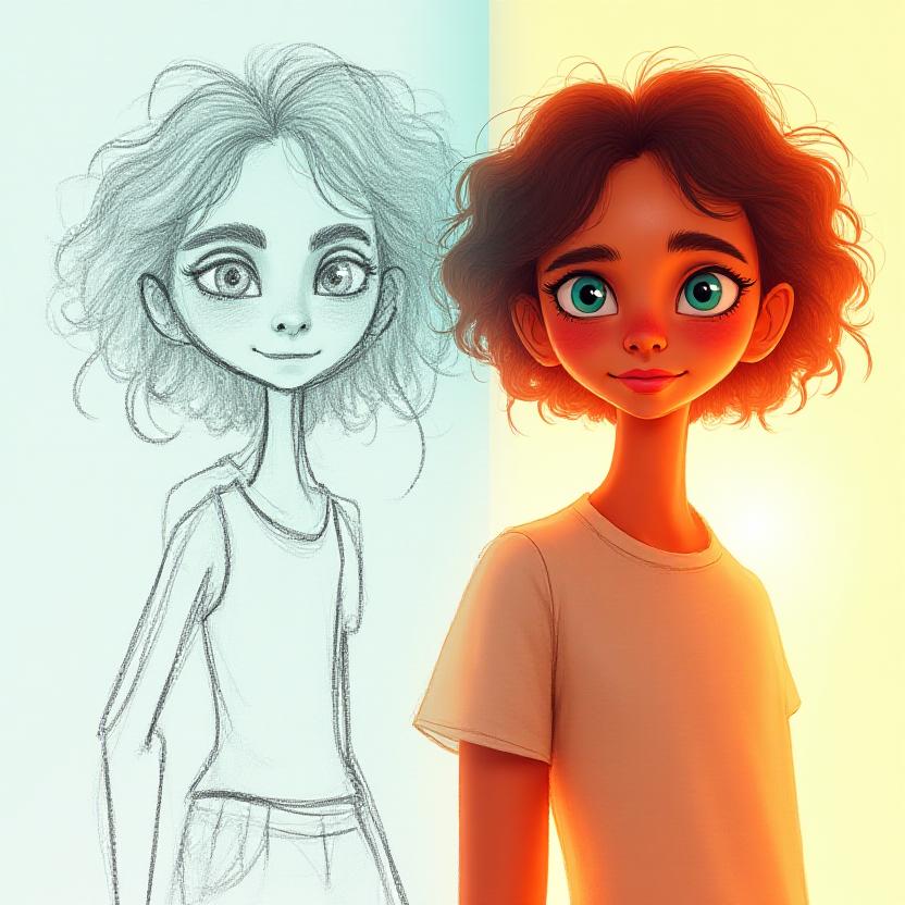 Digital illustration breakdown showing layers